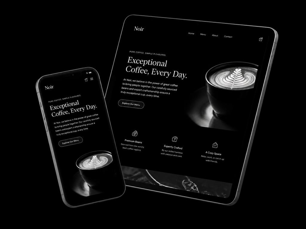 Noir Coffee House website design example